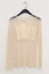 SWAYING/KNIT hollow eyelet long-sleeved top (two pieces) SW24SS1T54 apricot PS76